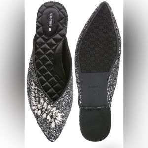 Birdies Shoes The Swan in Jeweled Gunmetal Sparkle Size 10 Never Worn In Box NWT